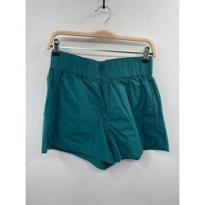 NWT Quince Poplin Pull-On Shorts Women's Small Teal Green Stretch 100% Cotton